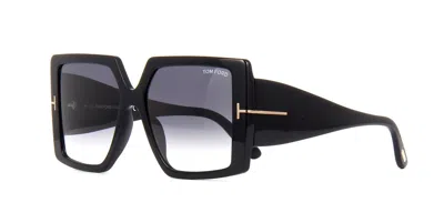 Pre-owned Tom Ford Quinn Ft 0790 Shiny Black/dark Grey Shaded (01b) Sunglasses In Gray