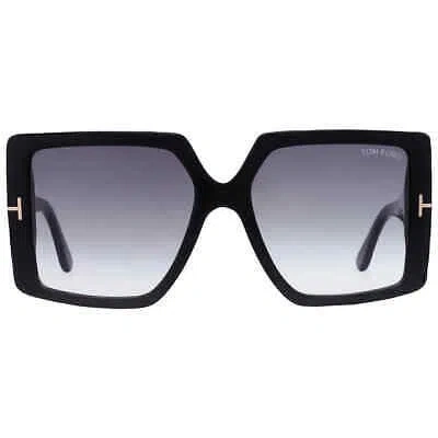 Pre-owned Tom Ford Quinn Smoke Gradient Square Ladies Sunglasses Ft0790 01b 57 In Gray
