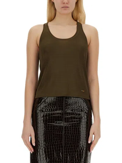 Tom Ford Brown Scoop Neck Tank Top In Green