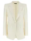 Tom Ford Single-breasted Long-sleeved Suit Jacket In White