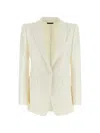 Tom Ford Single-breasted Long-sleeved Suit Jacket In White