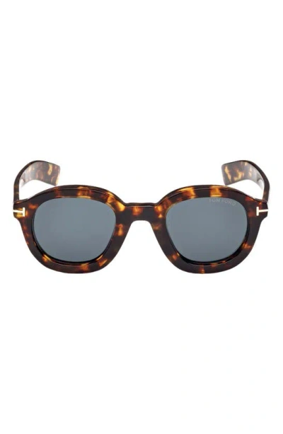 Tom Ford Raffa 46mm Round Sunglasses In Brown