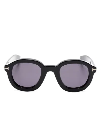 Tom Ford Raffa Round-frame Sunglasses In Black