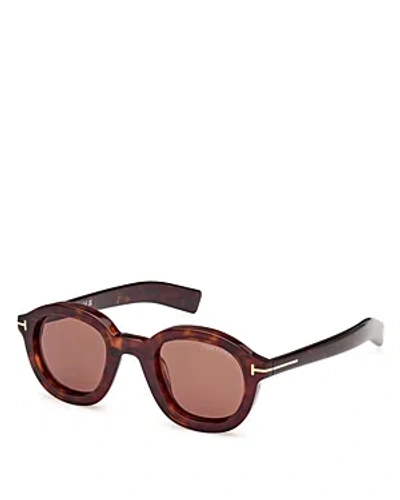 Tom Ford Men's Raffa Acetate Round Sunglasses In Havana/pink Solid