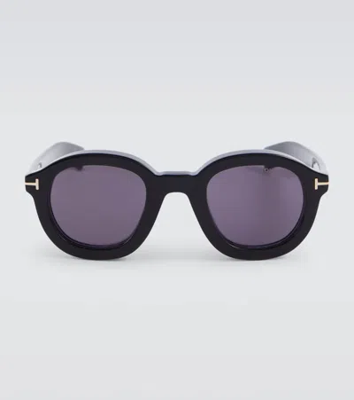 Tom Ford Raffa Round Sunglasses In Black