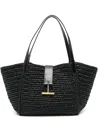 Tom Ford Raffia Shoulder Bag In Black