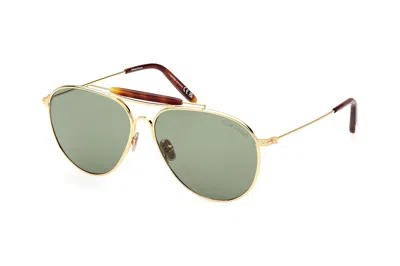 Pre-owned Tom Ford Raphael Aviator Sunglasses Gold/green (ft0995-30n-59)