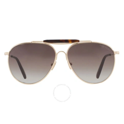 Tom Ford Raphael Gradient Brown Pilot Men's Sunglasses Ft0995 32f 59 In Brown / Gold