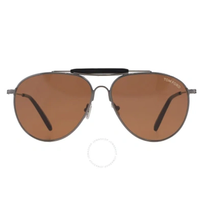 Tom Ford Raphael Vintage Brown Pilot Men's Sunglasses Ft0995 08e 59 In Brown / Gun Metal / Gunmetal