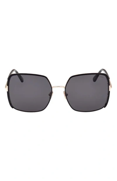 Tom Ford Raphaela 60mm Butterfly Sunglasses In Shiny Gold/smoke