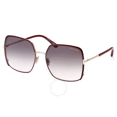 Tom Ford Raphaela Smoke Gradient To Pink Square Ladies Sunglasses Ft1006 69w 60 In Purple