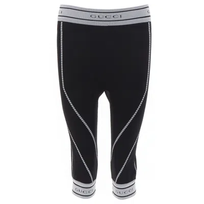 Pre-owned Tom Ford Rare Gucci Vintage  Grey Gg Logo Ribbed Contour Seam Biker Leggings S In Gray