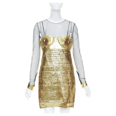 Pre-owned Tom Ford Rare  2015 Runway Lisa Eisner Spike Nipple Brooch Mini Dress It42 M In Beige