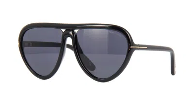 Pre-owned Tom Ford Raven Ft 1036 Shiny Black/grey Shaded (01b) Sunglasses