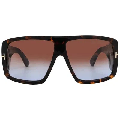 Pre-owned Tom Ford Raven Gradient Brown To Blue Browline Unisex Sunglasses Ft1036 56f 60 In Multi