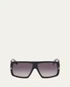 Tom Ford Raven Gradient Logo Square Acetate Sunglasses In Grey