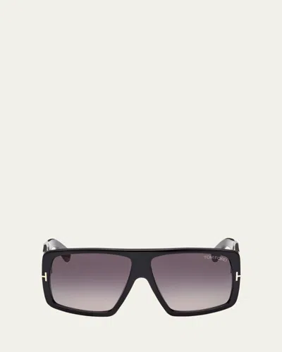 Tom Ford Raven Gradient Logo Square Acetate Sunglasses In Grey
