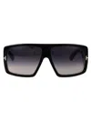 Tom Ford Raven Sunglasses In 01b Nero Lucido / Fumo Grad