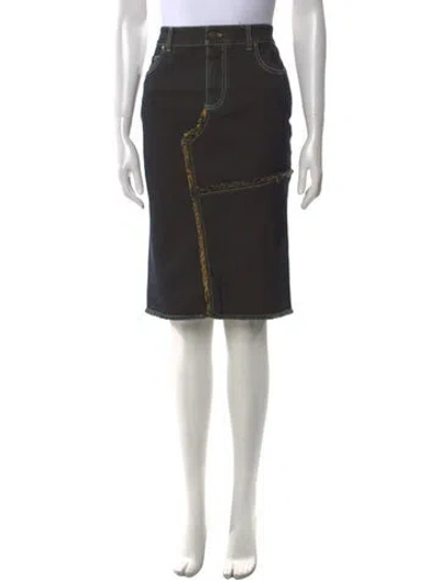 Pre-owned Tom Ford Raw-edge Trim Knee-length Skirt In Blue