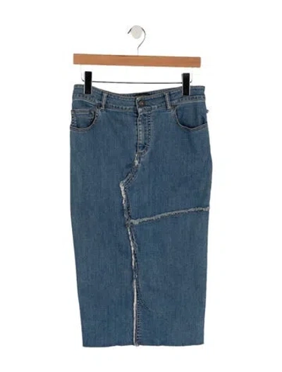 Pre-owned Tom Ford Raw-edge Trim Knee-length Skirt In Blue