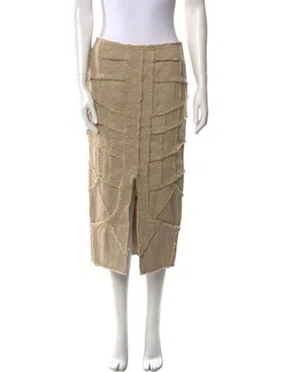 Pre-owned Tom Ford Raw-edge Trim Midi Length Skirt In Neutral