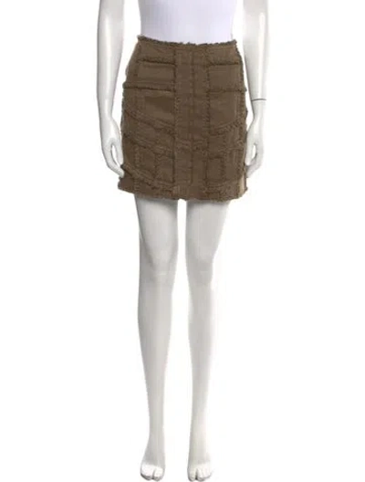 Pre-owned Tom Ford Raw-edge Trim Mini Skirt In Green