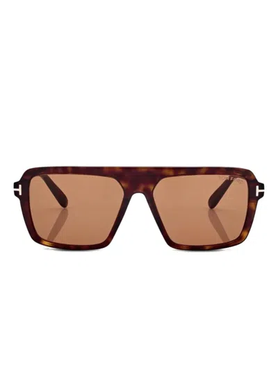 Tom Ford Rectangle-frame Sunglasses In Brown