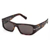 Tom Ford Rectangle Full Rim, With A Dark Havana Frame And Smoke Lens. In Brown