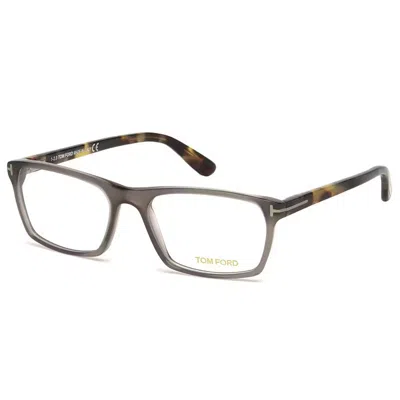 Tom Ford Rectangle Full Rim, With A Transparent Grey Frame And Clear Demo Lenses Lens. In Brown