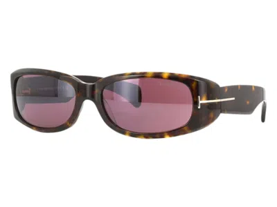 Pre-owned Tom Ford Rectangle Sunglasses In Havana (ft1064 52s) In Brown