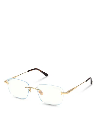 Tom Ford Rectangular Blue Light Glasses, 54mm In Gold