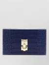 Tom Ford Rectangular Clutch Crocodile Texture Gold Hardware In Blue