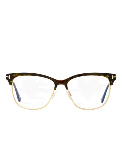 Tom Ford Rectangular-frame Glasses In Brown