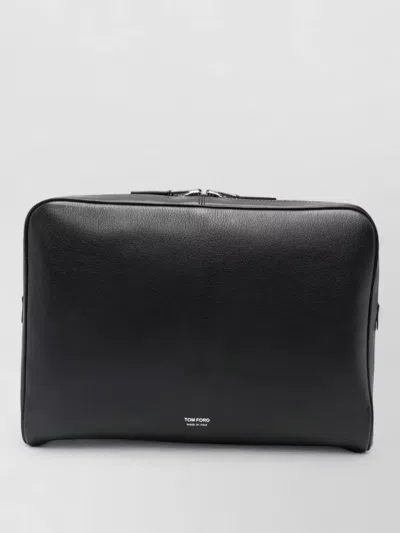 Tom Ford Rectangular Laptop Briefcase Textured Finish In Black