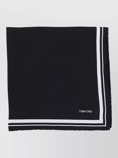 Tom Ford Rectangular Scarf Contrast Border Detail In Blue