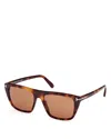 Tom Ford Rectangular Sunglasses, 56mm In Brown