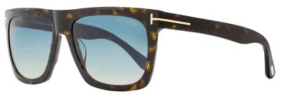Pre-owned Tom Ford Rectangular Sunglasses Tf513 Morgan 52w Dark Havana 57mm Ft0513 In Blue