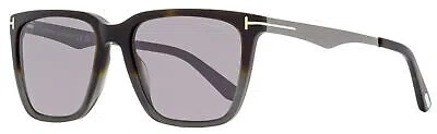 Pre-owned Tom Ford Rectangular Sunglasses Tf862 Garrett 56c Havana/gray/gunmetal 56mm Ft08