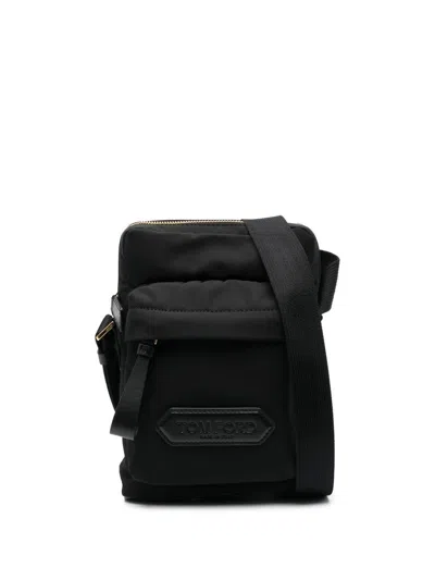 Tom Ford Recycled Nylon Mini Messenger Bag In Black
