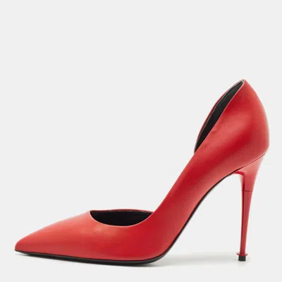 Pre-owned Tom Ford Red Leather D'orsay Pumps Size 38