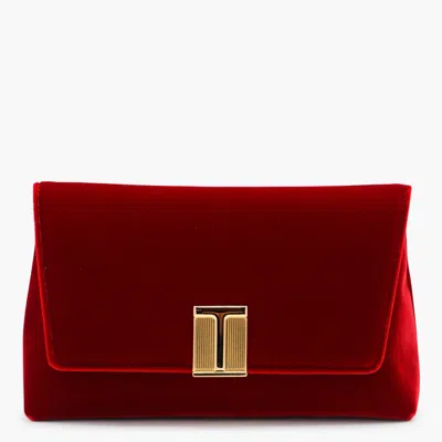 Tom Ford Red Velvet And Viscose Shoulder Bag