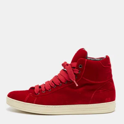 Pre-owned Tom Ford Red Velvet Russell High Top Sneakers Size 44