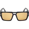 Tom Ford Redford 56mm Navigator Sunglasses In Black