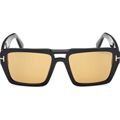 Tom Ford Redford 56mm Navigator Sunglasses In Black