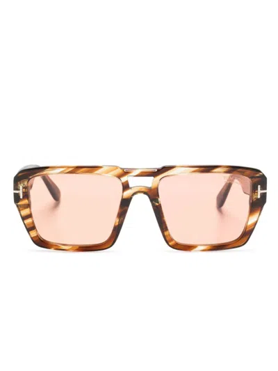 Tom Ford Redford Pilot-frame Sunglasses In Coloured Havana / Brown