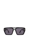 Tom Ford Redford Square Frame Sunglasses In 5601a - Nero Lucido / Fumo