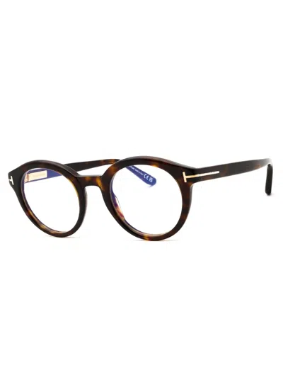 Tom Ford Tortoiseshell-effect Round-frame Glasses In Black