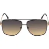 Tom Ford Reggie 61mm Gradient Aviator Sunglasses In Black