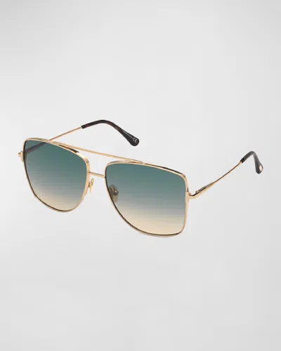 Tom Ford Reggie Metal Aviator Sunglasses In Gold