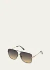 Tom Ford Reggie Metal Aviator Sunglasses In Yellow Brown
